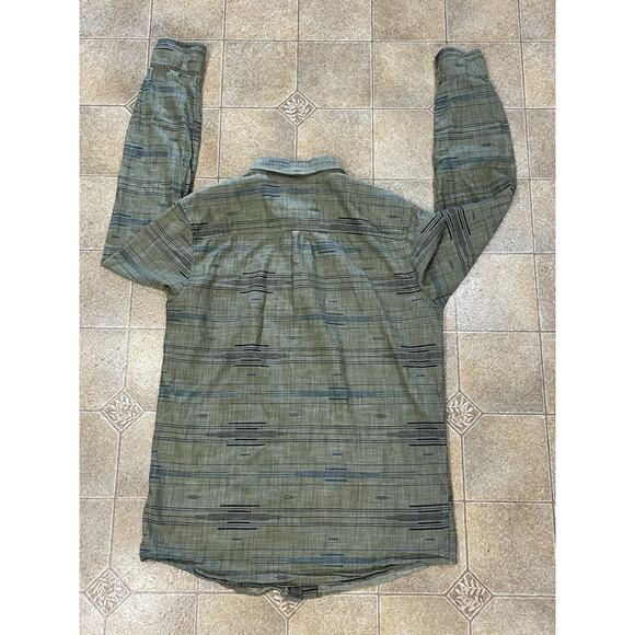 prAna Sz Tall Medium Slim Fit Organic Cotton Long Sleeve Green Button Down Shirt - Picture 4 of 13